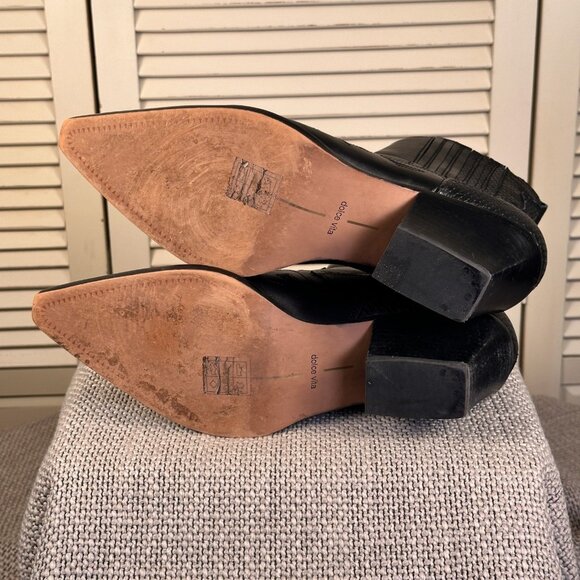 Dolce Vita Ramson Leather Western high Ankle Boots Booties Black Snake - Size 10 - Picture 8 of 8